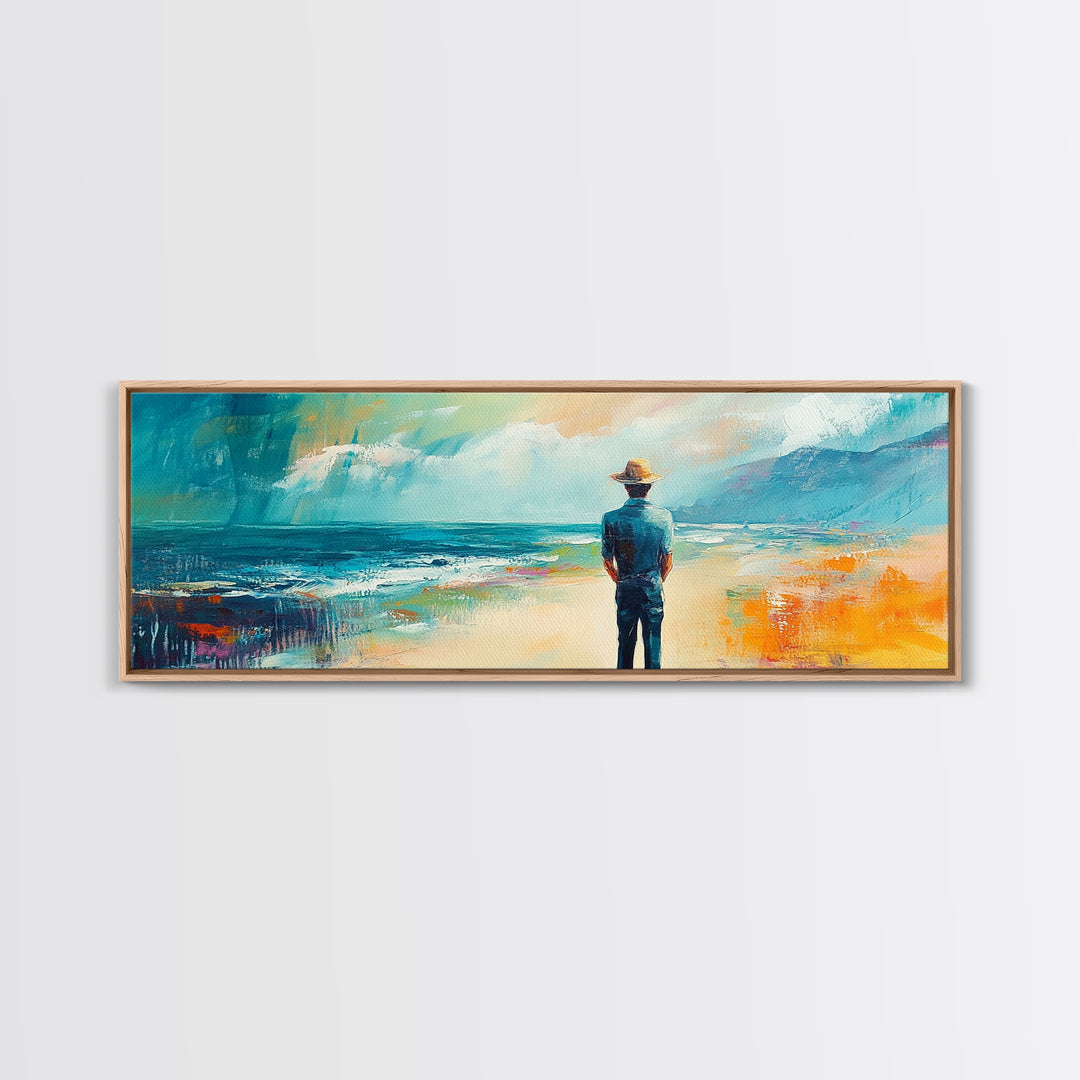 Coastal Wanderer, ocean painting, seascape painting, beach decor, nautical wall art, panoramic art, coastal landscape art, framed canvas print