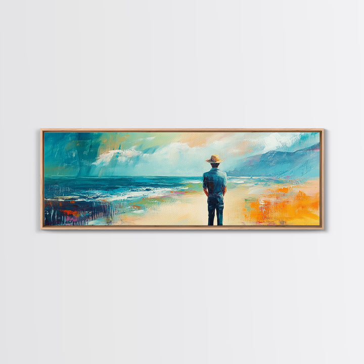 Coastal Wanderer, ocean painting, seascape painting, beach decor, nautical wall art, panoramic art, coastal landscape art, framed canvas print