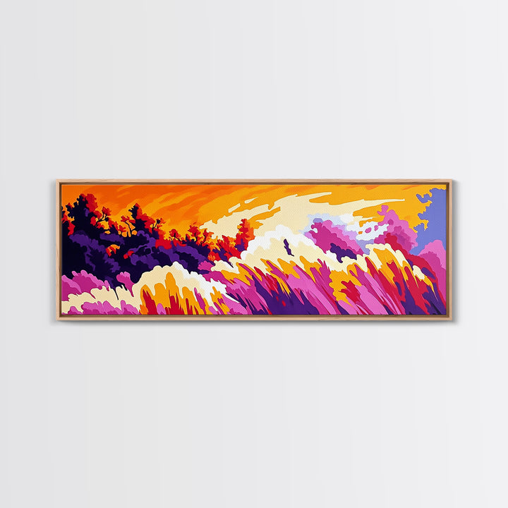 Wildflower Meadow, pink orange wall art, landscape painting, Joshua tree art, boho art, southwest wall art, Canvas Print, gift idea