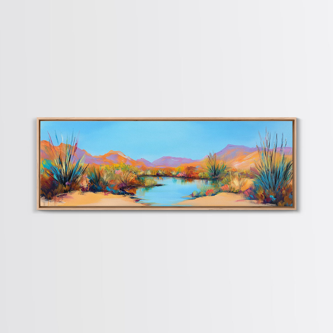 Coastal Landscape Art, Framed Canvas Print, Extra Wide Art, Lake Tahoe Art, Living Room Art, Panoramic Painting, Rustic Decor, Above Sofa Art