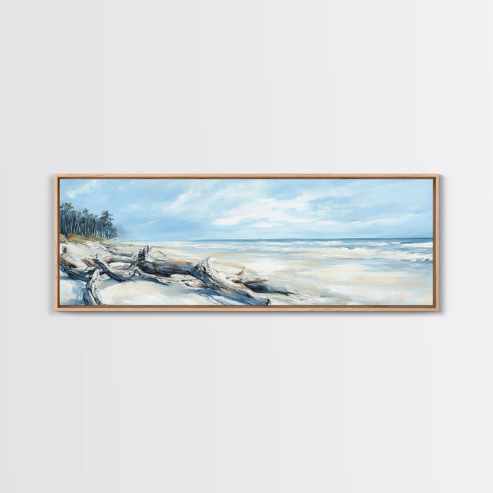 Coastal Decor, Framed Canvas Print, Nautical Painting, Seascape Painting, Rustic Wall Art, Extra Wide Art, Living Room Art, Above Couch Art