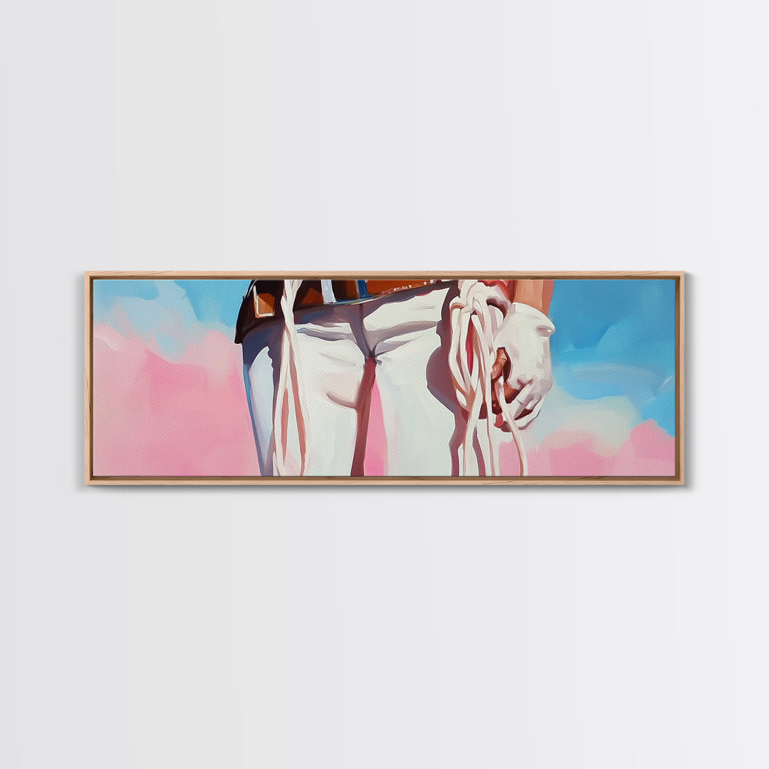 Cowgirl Holding Rope, black cowgirl painting, pink orange wall art, rustic wall art, western decor, framed canvas print, wall decor