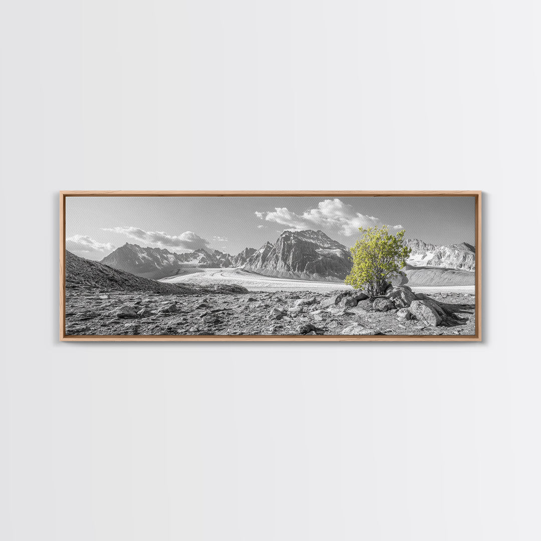 Mountain scene, mountain painting, landscape painting, wabi sabi art, nature art, minimalist art, framed canvas print, extra wide art