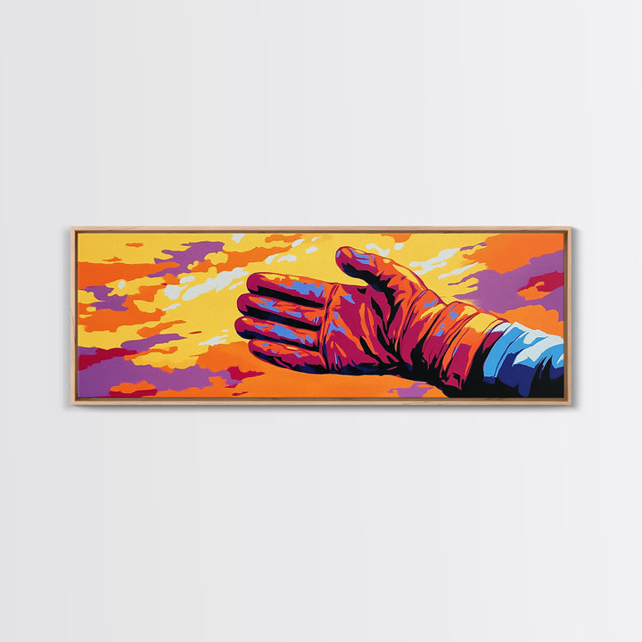 Vibrant Leather Glove Art, Canvas Print, Pink Orange Wall Art, Southwest Wall Art, Whimsical Art, Extra Wide Art, Rustic Decor