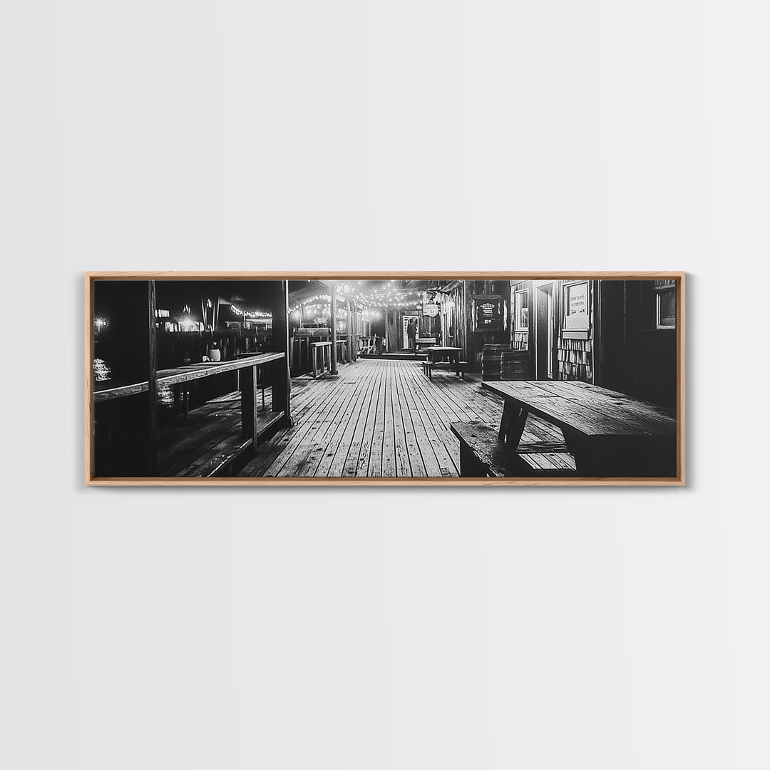 Old Wooden Dock, Moody Art, Canvas Print, Coastal Decor, Rustic Wall Art, Wabi Sabi Art, Extra Wide Art, Nautical Wall Art