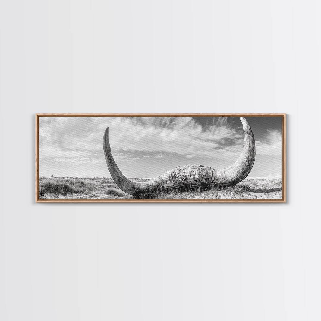Bull Horns, bull and bear art, rustic art, dark romance painting, wabi sabi wall art, minimalist art, framed canvas print