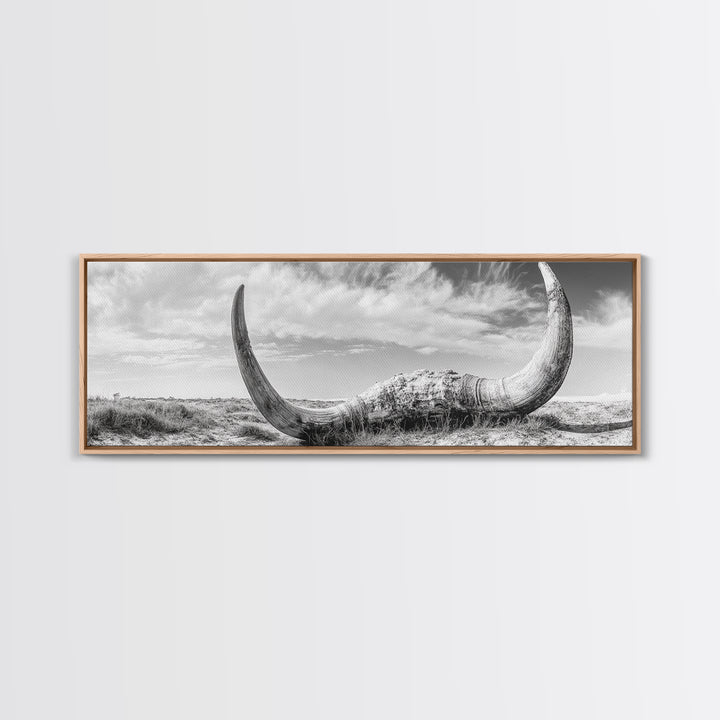 Bull Horns, bull and bear art, rustic art, dark romance painting, wabi sabi wall art, minimalist art, framed canvas print
