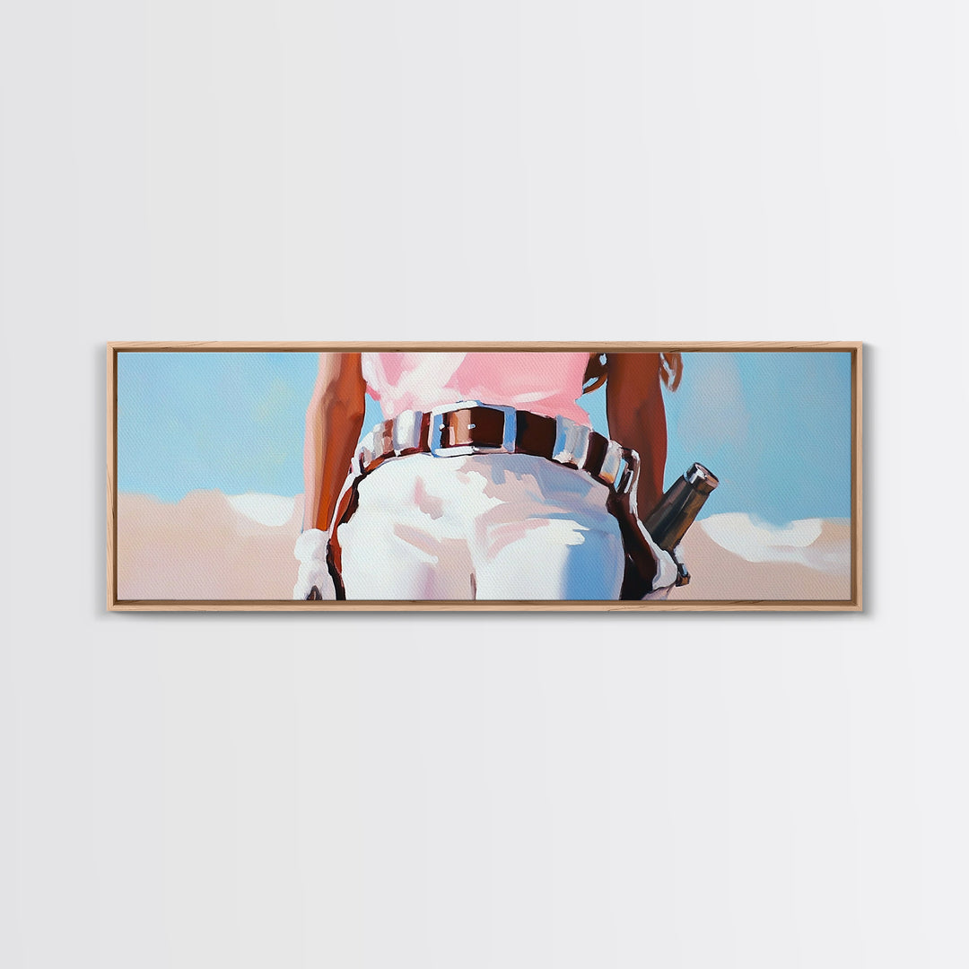 Cowgirl Painting, black cowgirl painting, western wall art, coastal cowgirl wall art, rustic decor, vibrant art, framed canvas print