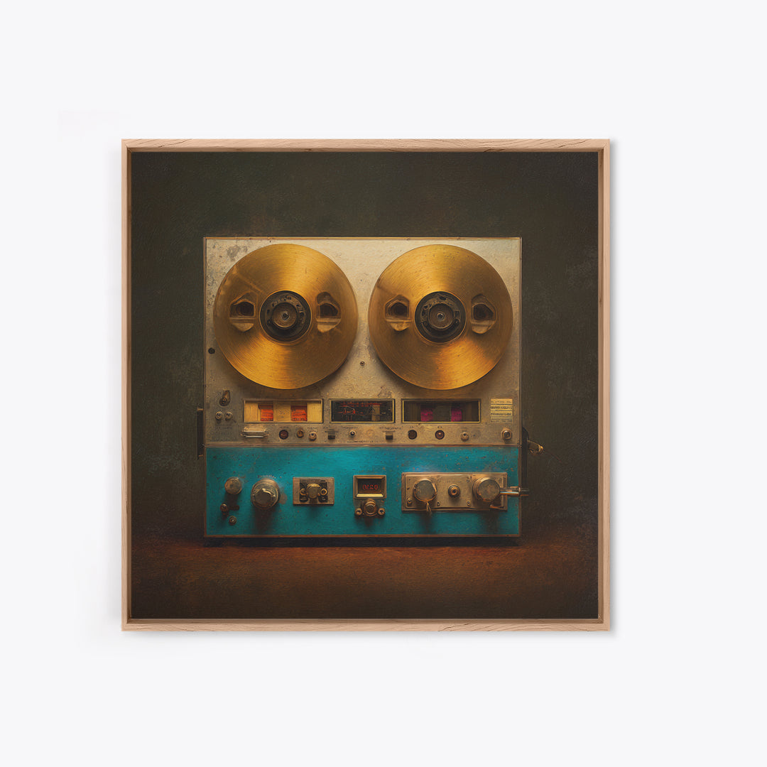 Reel to Reel Tape Machine Framed Canvas Print, Recording Studio Art, Unique Home Decor, Studio Decor, Fine Art, Analog, RSA-1x1-2