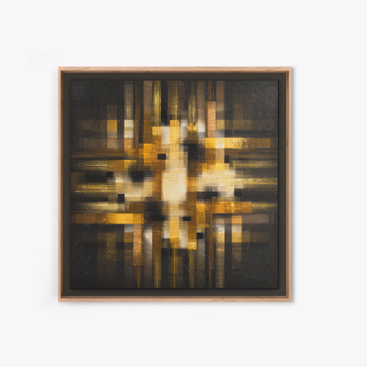 Soundwave Abstract with Black and Gold Lines Framed Canvas Print, Recording Studio Art, Music Art, Studio Decor, Analog, RSA-1x1-27