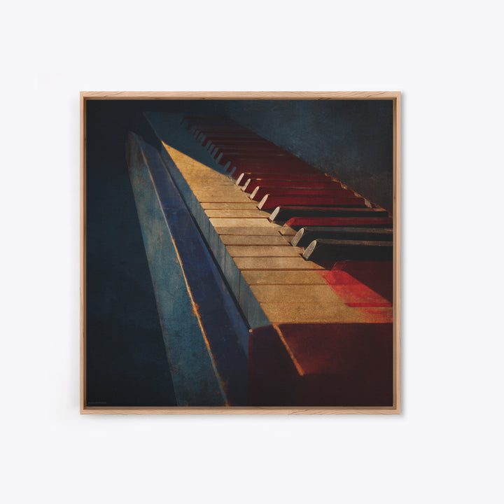 Piano Keys Fading into Shadow Framed Canvas Print, Recording Studio Art, Home Decor, Studio Decor, Analog, Minimalist Decor, RSA-1x1-32