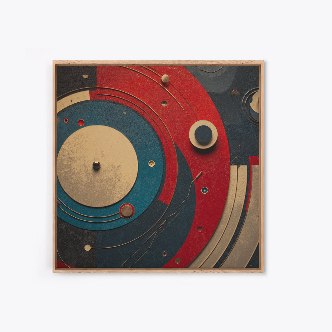 Vinyl Groove Closeup as Circular Abstract Framed Canvas Print, Recording Studio Art, Musician Posters, Studio Decor, Analog, RSA-1x1-38