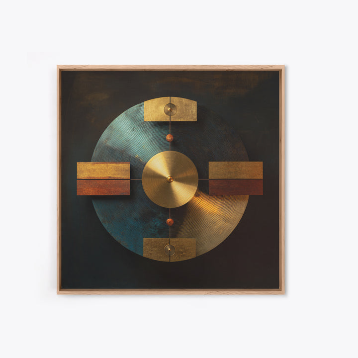 Gold Record Circular Composition Framed Canvas Print, Recording Studio Art, Downloadable Print, Studio Decor, Fine Art, Analog, RSA-1x1-71