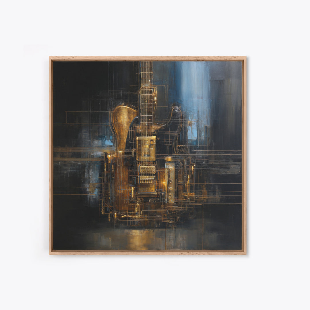 Soundwave Abstract with Black and Gold Lines Canvas Print, Recording Studio Art, Home Decor, Studio Decor, Abstract Art, Analog, RSA-1x1-75