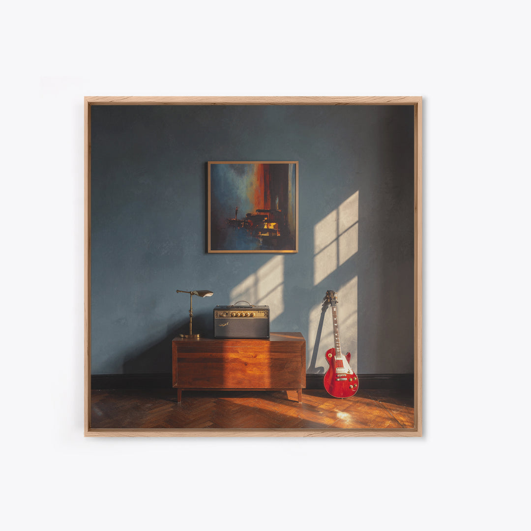 Electric Guitar Beside a Studio Amp Canvas Print, Recording Studio Art, Downloadable Print, Studio Decor, Fine Art, Analog, RSA-1x1-76