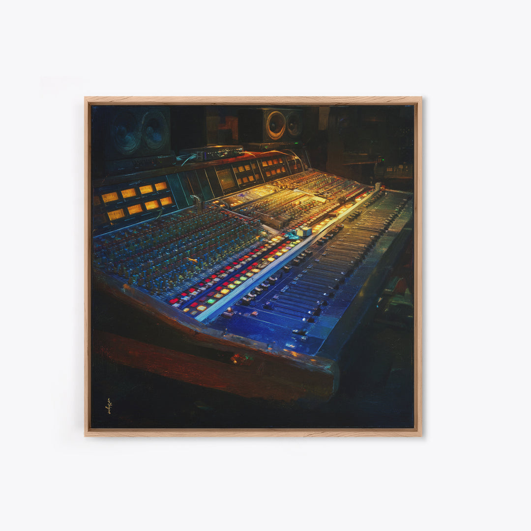 Mixing Console Faders Framed Canvas Print, Recording Studio Art, Rock Music Art, Studio Decor, Fine Art, Analog, Art Print, RSA-1x1-78