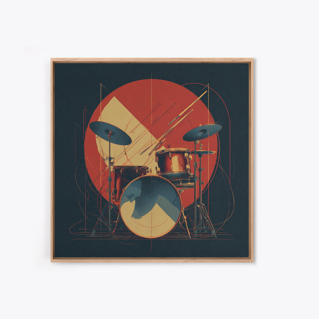 Drumsticks Crossed over Snare Drum Canvas Print, Recording Studio Art, Music Room Decor, Studio Decor, Oil Painting, Analog, RSA-1x1-82