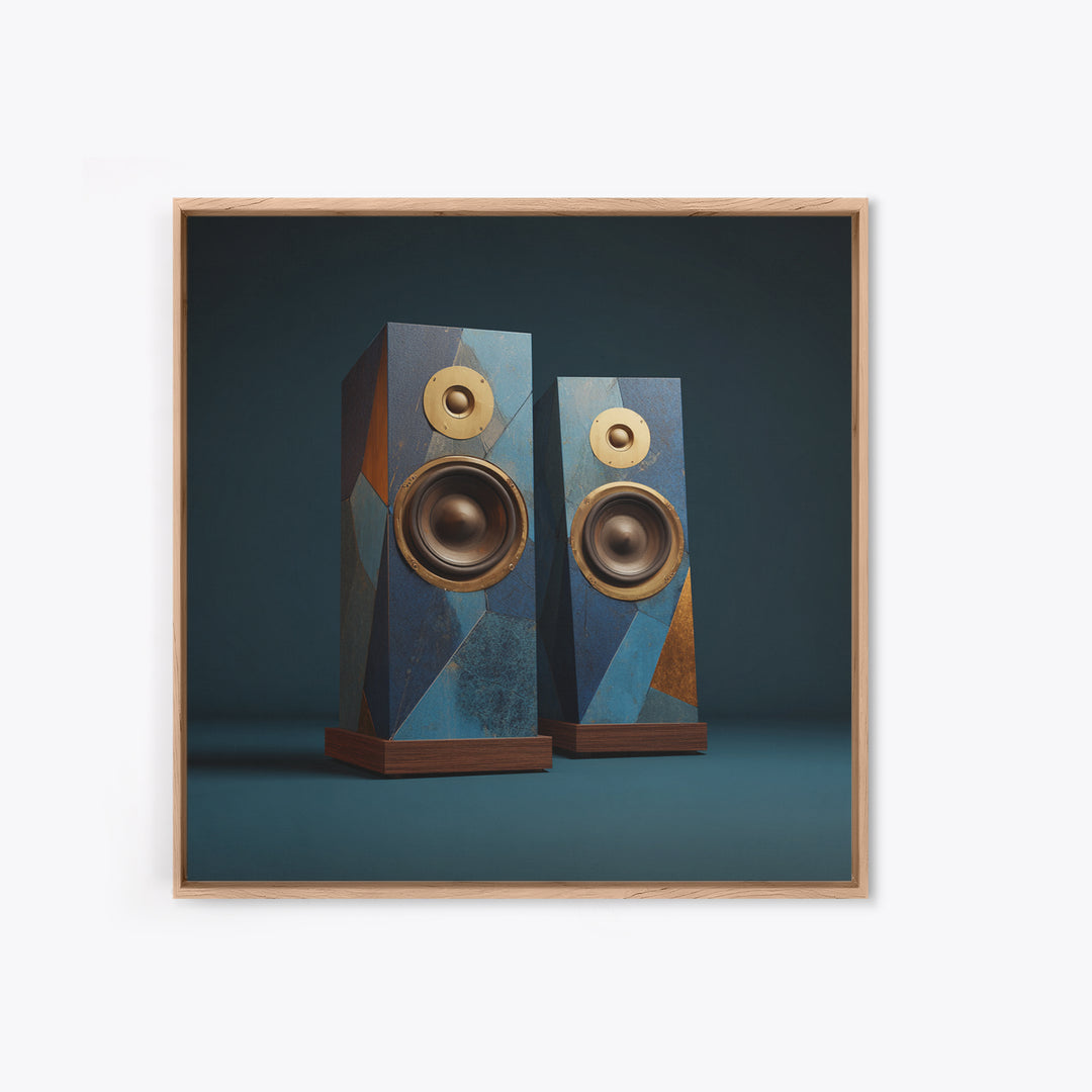 Studio Monitor Speakers as Bold Geometric Forms Canvas Print, Recording Studio Art, Studio Wall Art, Studio Decor, Analog, RSA-1x1-84