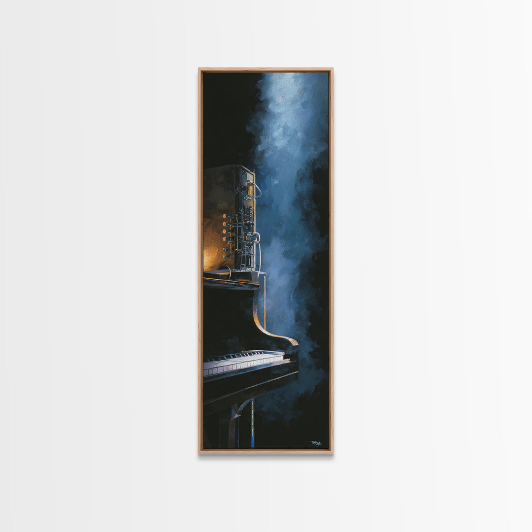 Piano Keys Fading into Shadow Canvas Print, Recording Studio Art, Statement Artwork, Studio Decor, Analog, Mid Century Modern, RSA-1x3-44