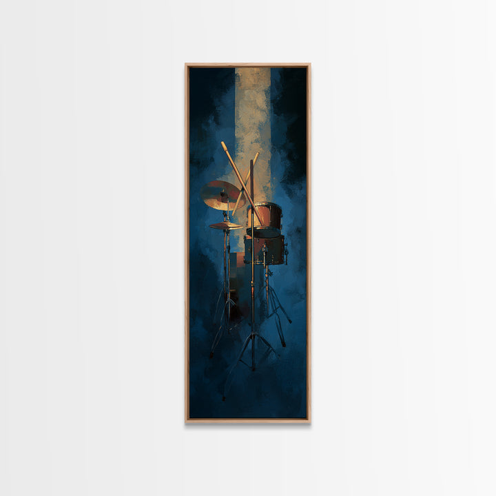 Drumsticks Crossed over Snare Drum Canvas Print, Recording Studio Art, Guitar Wall Art, Studio Decor, Fine Art, Analog, RSA-1x3-94