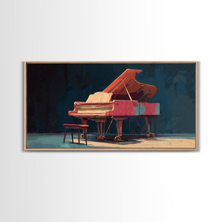 Piano Keys Fading into Shadow Canvas Print, Recording Studio Art, Boho Decor, Studio Decor, Fine Art, Analog, Printable Art, RSA-2x1-4