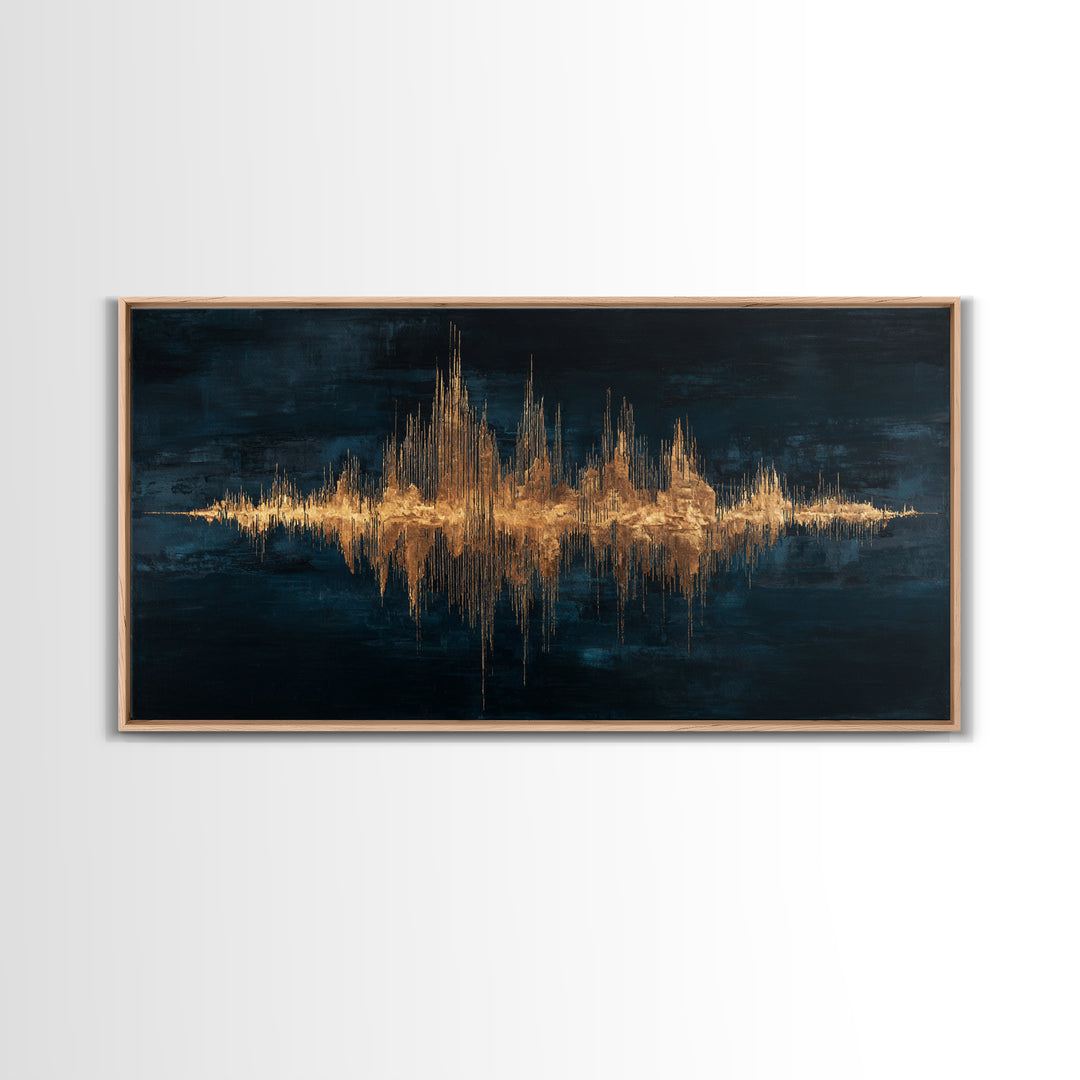 Soundwave Abstract with Black and Gold Lines Canvas Print, Recording Studio Art, Retro Wall Art, Studio Decor, Abstract Art, RSA-2x1-47