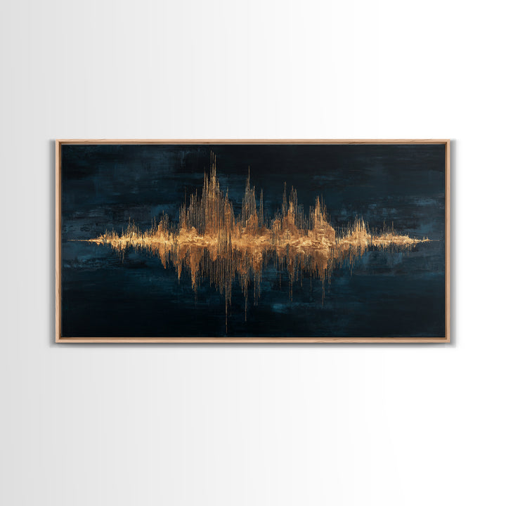 Soundwave Abstract with Black and Gold Lines Canvas Print, Recording Studio Art, Retro Wall Art, Studio Decor, Abstract Art, RSA-2x1-47