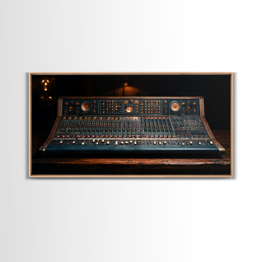 Mixing Console Faders Framed Canvas Print, Recording Studio Art, Luxury Decor, Studio Decor, Fine Art, Analog, Modern Wall Art, RSA-2x1-50