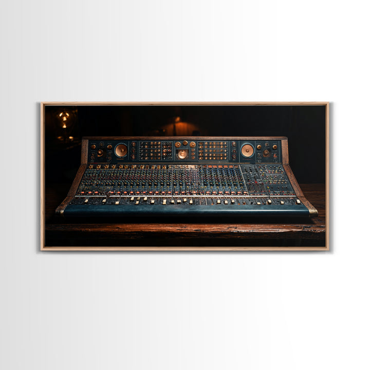 Mixing Console Faders Framed Canvas Print, Recording Studio Art, Luxury Decor, Studio Decor, Fine Art, Analog, Modern Wall Art, RSA-2x1-50