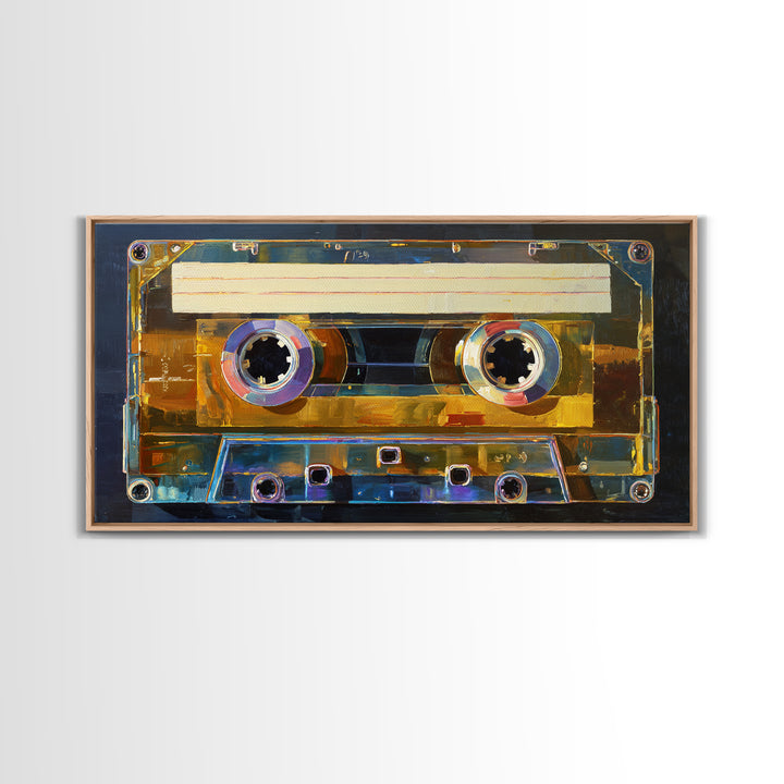Retro Cassette Tape Framed Canvas Print, Recording Studio Art, Music Wall Art, Studio Decor, Fine Art, Analog, Musician Posters, RSA-2x1-55