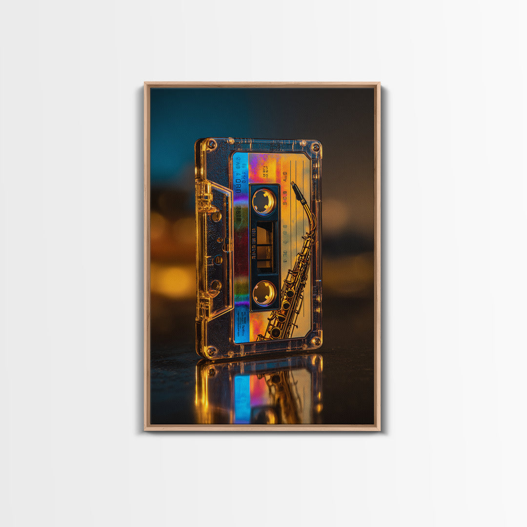 Retro Cassette Tape Framed Canvas Print, Recording Studio Art, Music Studio, Studio Decor, Fine Art, Analog, Modern Decor, RSA-2x3-19