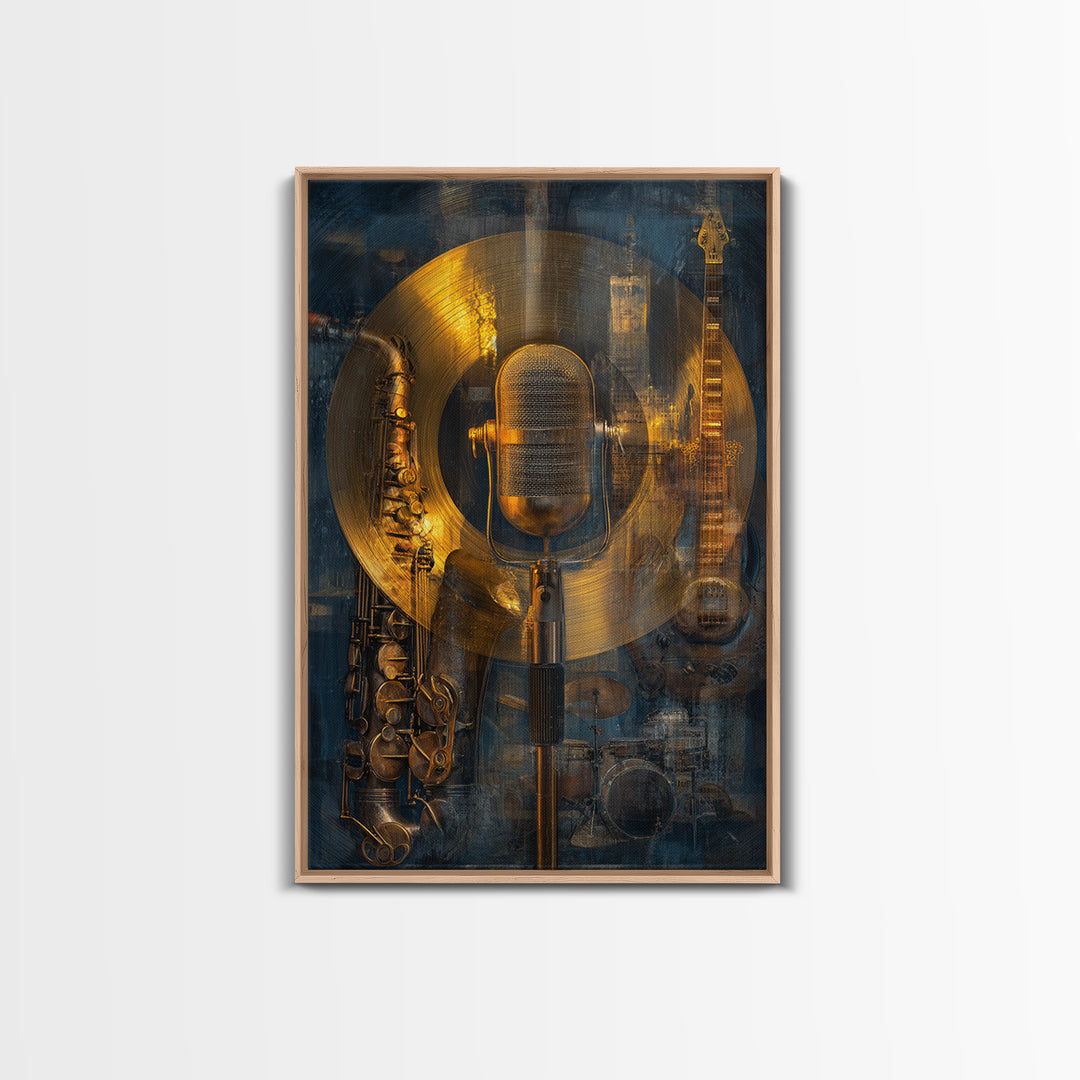 Gold Record Circular Composition Canvas Print, Recording Studio Art, Downloadable Print, Studio Decor, Fine Art, Analog, RSA-2x3-31
