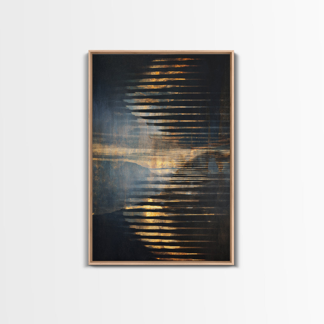 Soundwave Abstract with Black and Gold Lines Canvas Print, Recording Studio Art, Home Decor, Studio Decor, Abstract Art, Analog, RSA-2x3-35