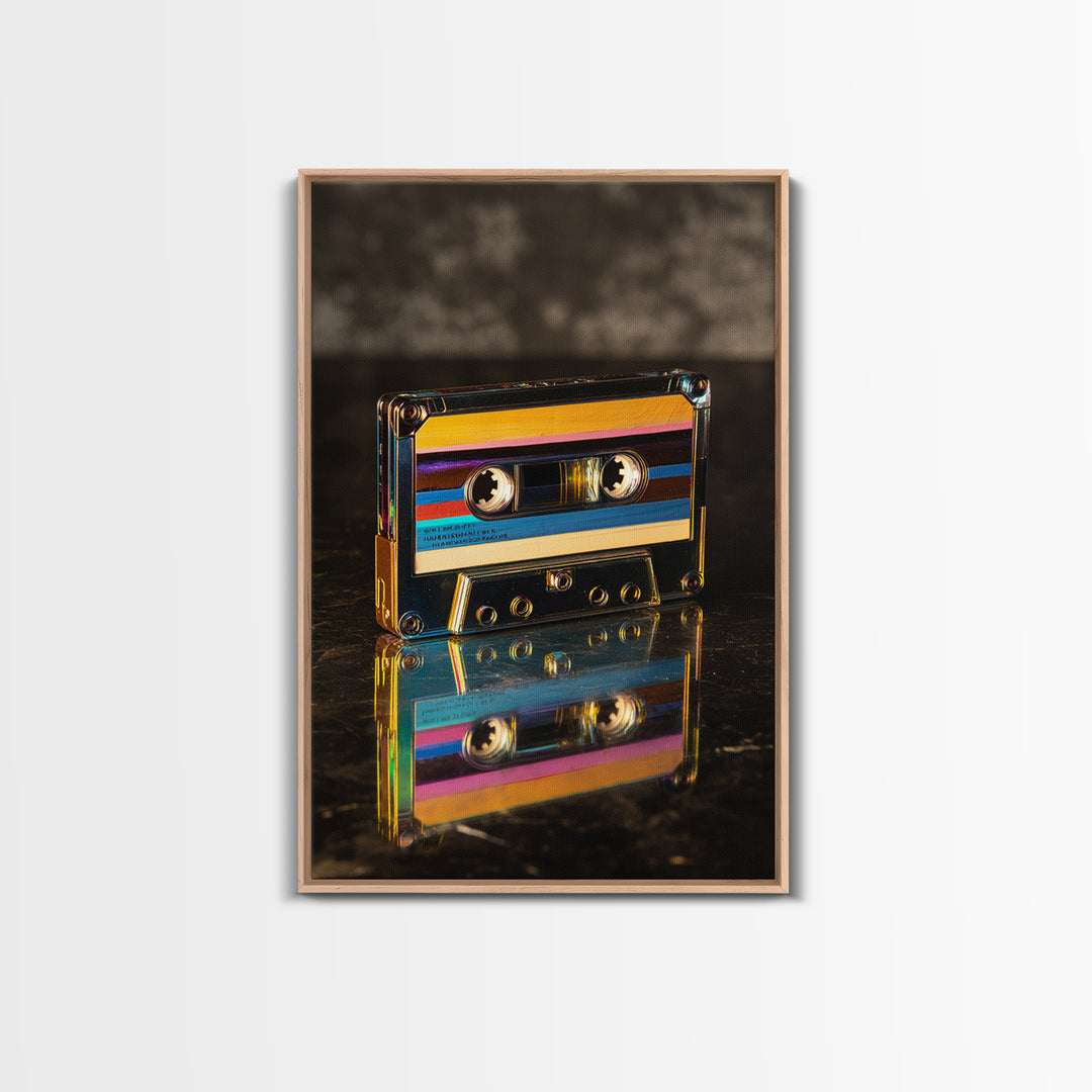 Retro Cassette Tape Framed Canvas Print, Recording Studio Art, Neutral Decor, Studio Decor, Fine Art, Analog, Wall Art, RSA-2x3-43