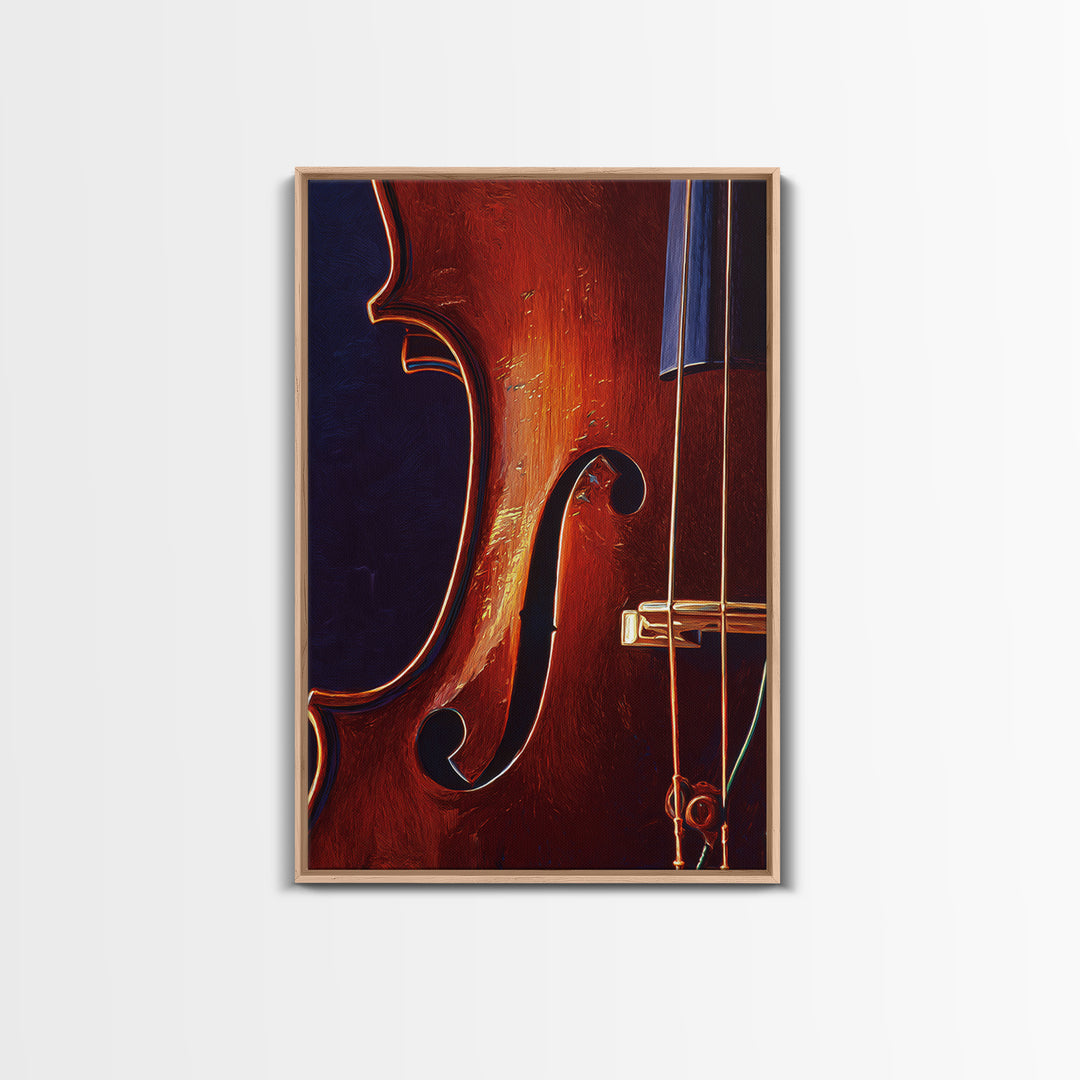 Cello Curve Closeup Framed Canvas Print, Recording Studio Art, Music Room Decor, Studio Decor, Fine Art, Analog, RSA-2x3-52