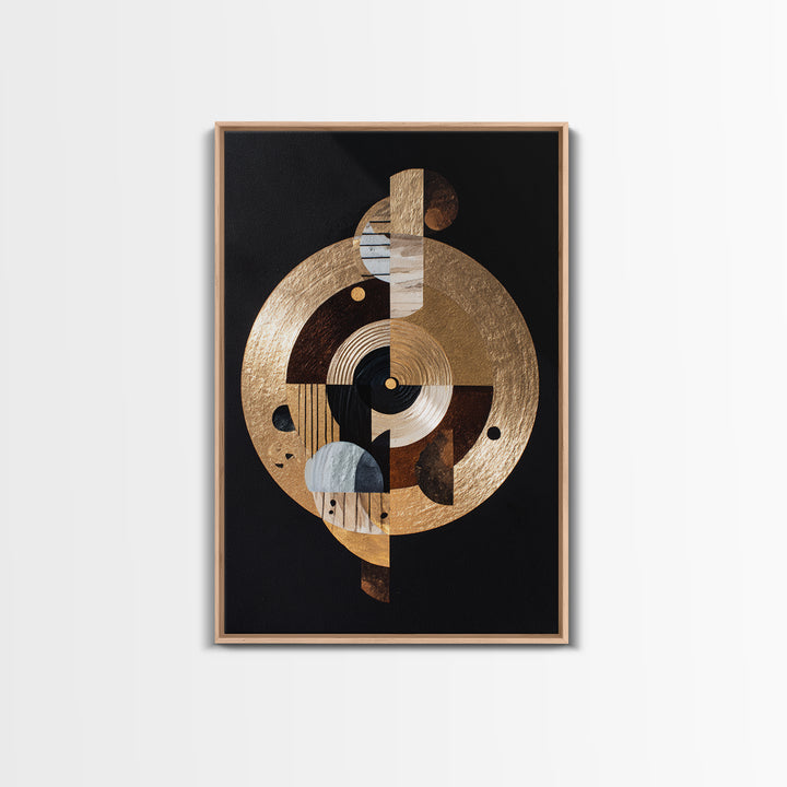 Gold Record Circular Composition Framed Canvas Print, Recording Studio Art, Music Print, Studio Decor, Fine Art, Analog, RSA-2x3-55