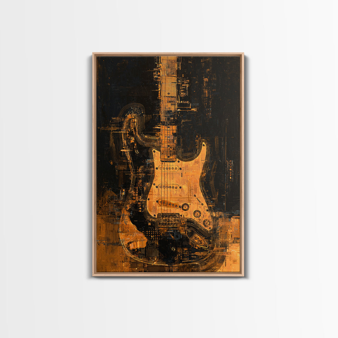 Soundwave Abstract with Black and Gold Lines Framed Canvas Print, Recording Studio Art, Boho Decor, Studio Decor, Abstract Art, RSA-2x3-59
