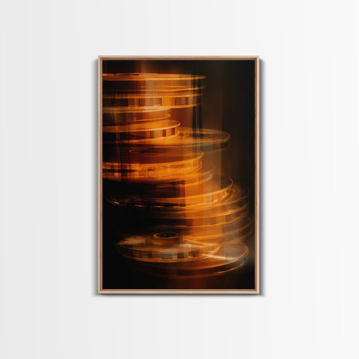 Tape Reels Spinning Through Smoky Light Canvas Print, Recording Studio Art, Wall Decor, Studio Decor, Fine Art, Analog, RSA-2x3-99