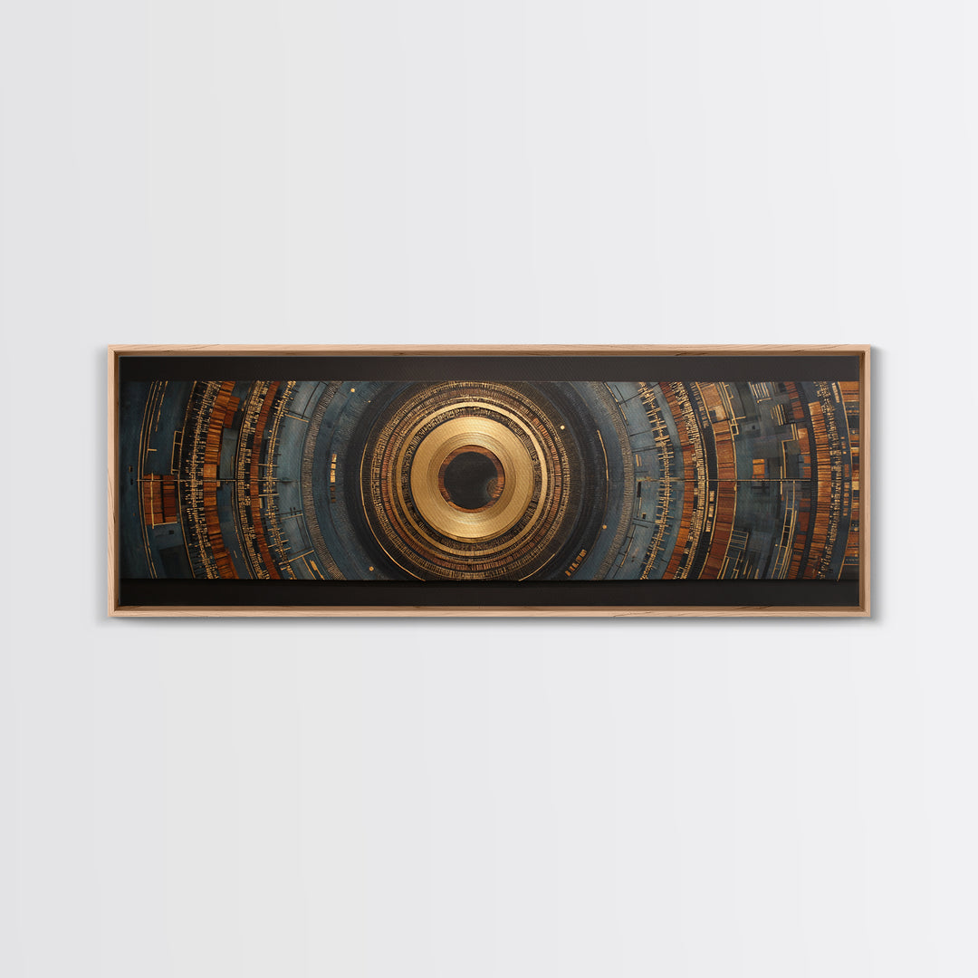 Gold Record Circular Composition Framed Canvas Print, Recording Studio Art, Music Wall Decor, Studio Decor, Fine Art, Analog, RSA-3x1-15
