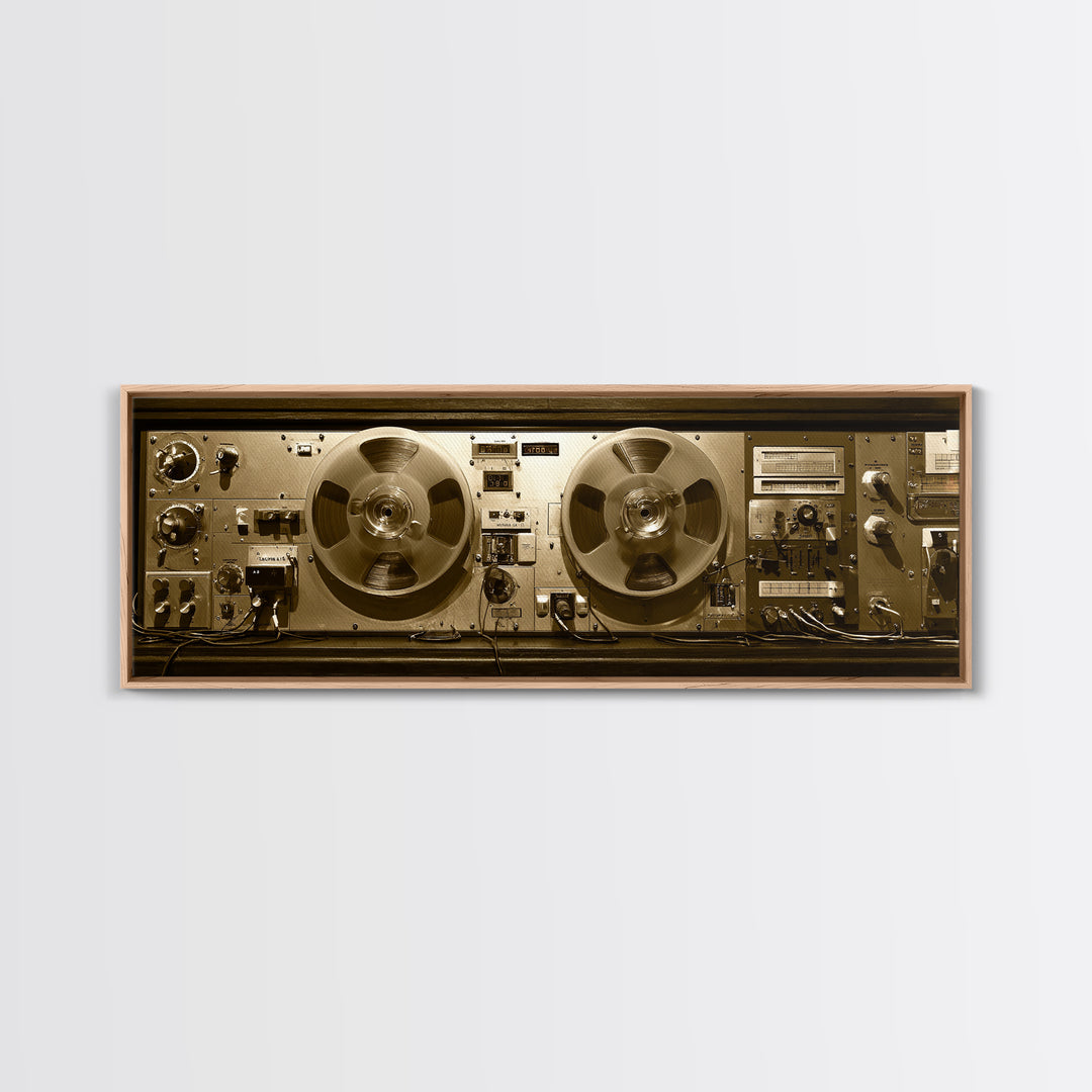Reel to Reel Tape Machine Framed Canvas Print, Recording Studio Art, Printable Art, Studio Decor, Analog, Kids Room Art, RSA-3x1-18
