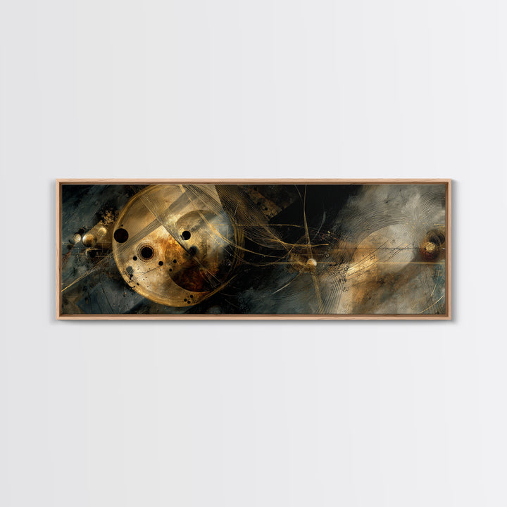Soundwave Abstract with Black and Gold Lines Canvas Print, Recording Studio Art, Gallery Decor, Studio Decor, Abstract Art, RSA-3x1-19