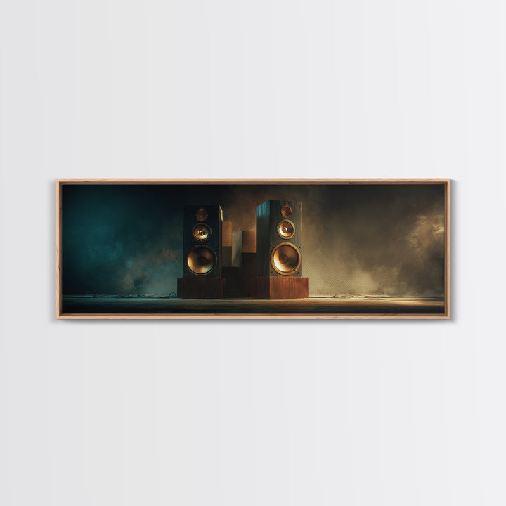 Studio Monitor Speakers as Bold Geometric Forms Canvas Print, Recording Studio Art, Rock Music Art, Studio Decor, Analog, RSA-3x1-28
