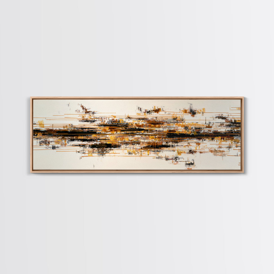 Soundwave Abstract with Black and Gold Lines Canvas Print, Recording Studio Art, Minimalist Decor, Studio Decor, Abstract Art, RSA-3x1-43