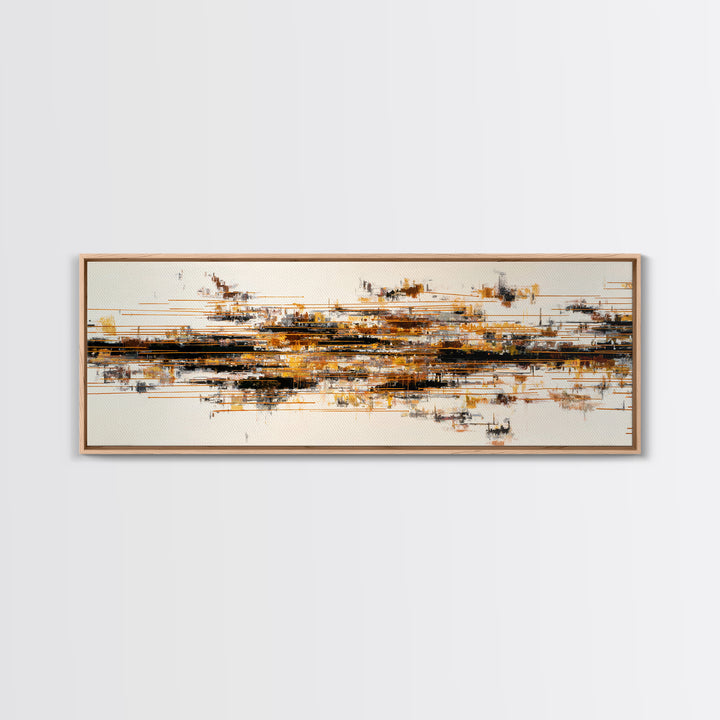 Soundwave Abstract with Black and Gold Lines Canvas Print, Recording Studio Art, Minimalist Decor, Studio Decor, Abstract Art, RSA-3x1-43