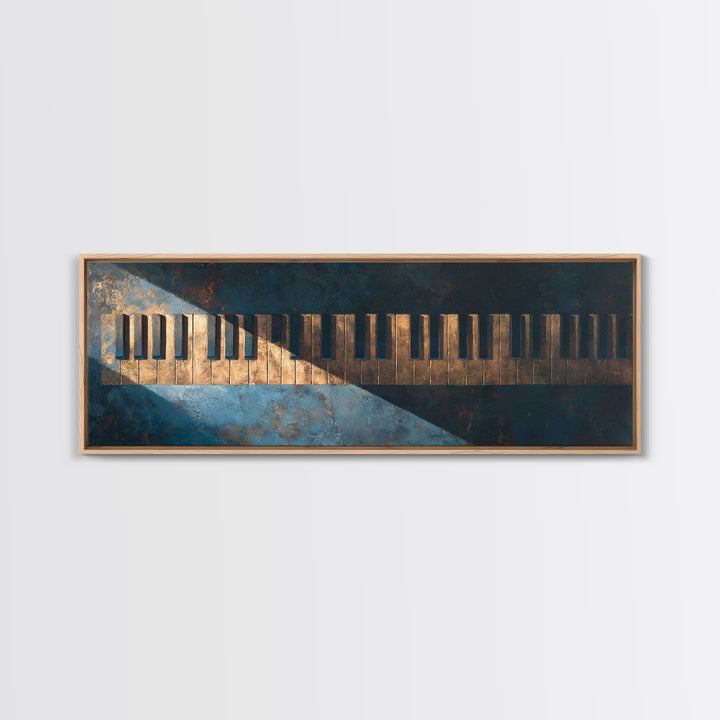 Piano Keys Fading into Shadow Framed Canvas Print, Recording Studio Art, Minimalist Decor, Studio Decor, Fine Art, Analog, RSA-3x1-72