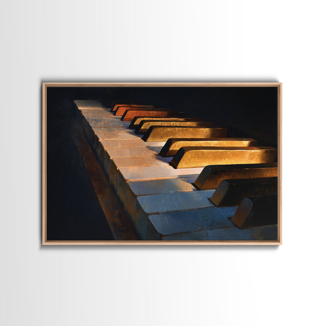 Piano Keys Fading into Shadow Canvas Print, Recording Studio Art, Mid Century Modern, Studio Decor, Fine Art, Analog, RSA-3x2-12