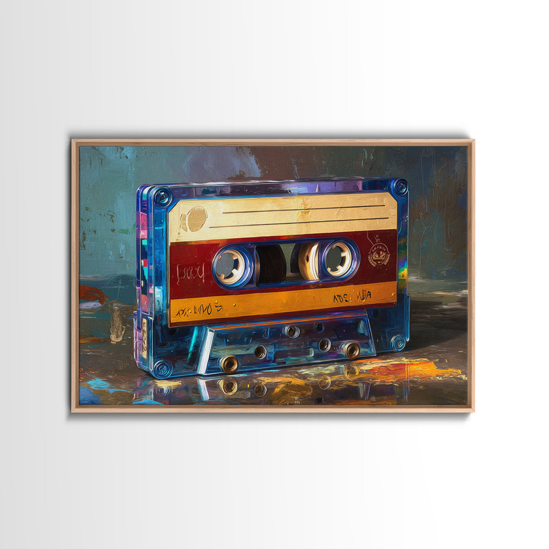 Retro Cassette Tape Framed Canvas Print, Recording Studio Art, Music Studio, Studio Decor, Fine Art, Analog, Modern Decor, RSA-3x2-39