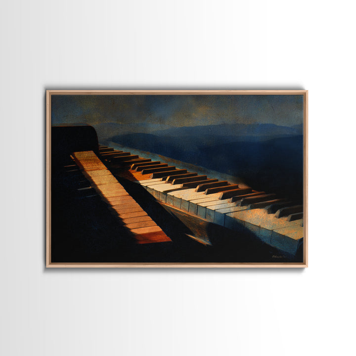 Piano Keys Fading into Shadow Framed Canvas Print, Recording Studio Art, Youtube Studio Decor, Studio Decor, Fine Art, Analog, RSA-3x2-60