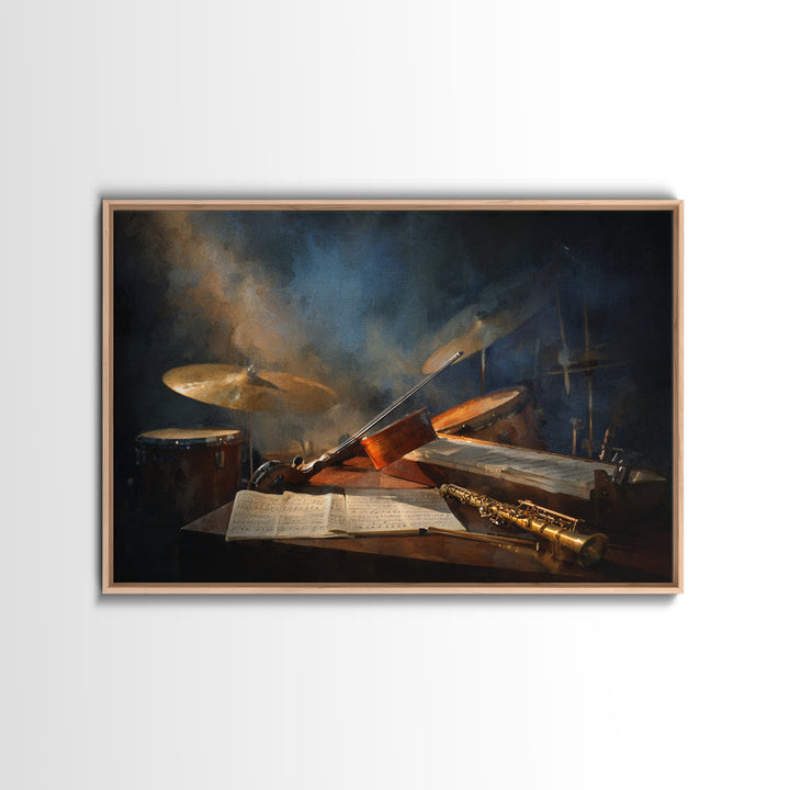Conductor Baton and Sheet Shapes Without Text Canvas Print, Recording Studio Art, Unique Home Decor, Studio Decor, Analog, RSA-3x2-94