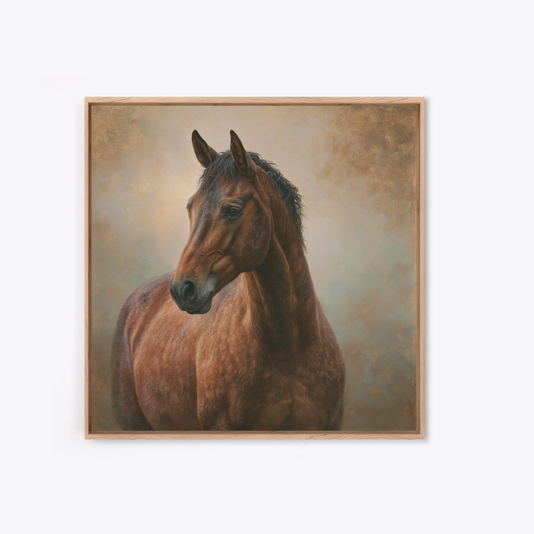 Brown Horse Portrait Canvas Print, Rustic Art, Downloadable Art, Farmhouse Decor, Oil Painting, Rustic, Textured Painting, RUS-1x1-5